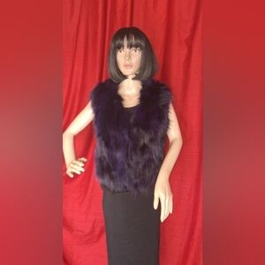 NWT/ FEIYA/ SMALL / BLACK.AND PURPLE BLEND FAUX FUR WOMEN'S VEST